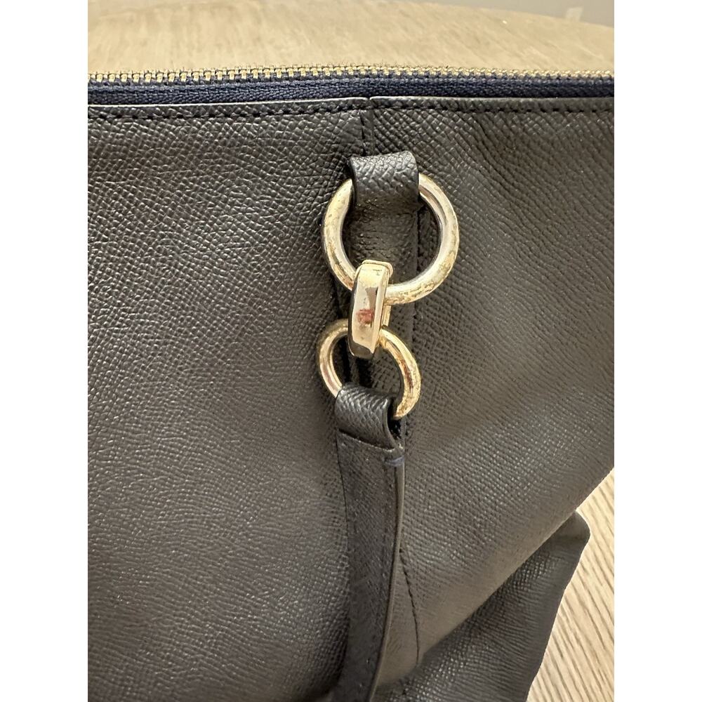 Coach Ava Crossgrain F57526 Navy Leather Tote Bag Zip Top Shoulder Bag Classic - Picture 3 of 14